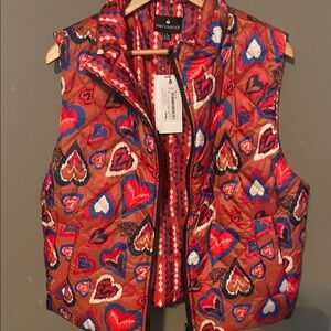 Emily lovelock Ava puffer Colorful Heart Patterned Vest small A6